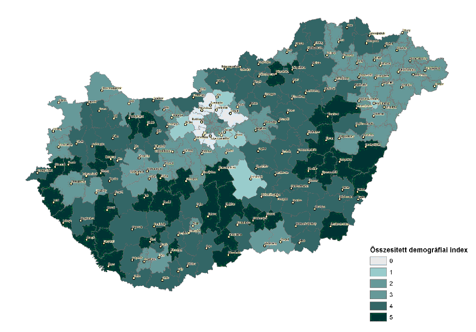 Zemplén Megye járásaiban a demográfiai mutatók közül legalább három, de a megye túlnyomó részében legalább 4 mutató negatív értéket mutat.