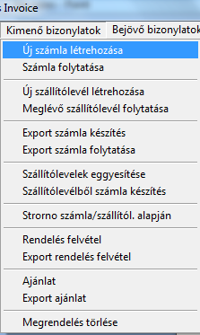 Kimenő bizonylatok Itt létrehozhatunk új ajánlatokat, megrendeléseket, számlákat készíthetünk, és szállítóleveleket is