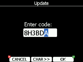 Ezután kapcsold be az eszközt és menj a Setup->Password menübe. Ird be a 89891-es jelszót és nyomd meg az OK-t. Setup Password fájl kiválasztás Az LX8000 automatikusan megkeresi az frissítő fájlt.