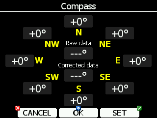 Onnan lehet tudni, hogy az iránytű sikeresen van csatlakoztatva, hogy a ROW adat a compass kalibrációs képernyőn látható. Az géptengely irányszőg gyárilag a valóságos irányokra van kalibrálva.