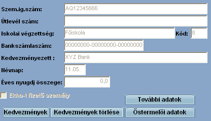 Műveletek 110 Az ablak működését bővebben lásd a Adatkarbantartás-Számfejtés áttekintése fejezetben. 7.1.3 Egyéb adatok Az ablakban minden egyéb olyan adat megadására van lehetőség, amelyre a későbbiekben az adott dolgozóval kapcsolatban szükség lehet.