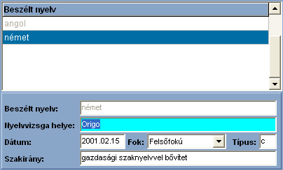 117 Infotéka Bér Beszélt nyelv - A dolgozó által beszélt nyelvet írhatjuk ebbe a mezőbe.