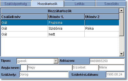 Műveletek 118 Szakképzettség - A dolgozó szakképzettségei választhatjuk ki a listából.