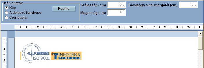 179 Infotéka Bér Amennyiben szeretnénk, hogy listáink (dokumentumaink) képet is tartalmazzak (például munkaügyi karton), abban az esetben lehetőségünk van erre, felhasználva a programunk azon