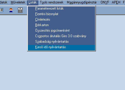 Listák 210 DOLGOZÓK KIVÁLASZTÁSA LISTÁZÁSHOZ A képernyő ezen részén választhatjuk ki azokat a dolgozóinkat, akiknek a szabadságnyilvántartásait át kívánjuk tekinteni.