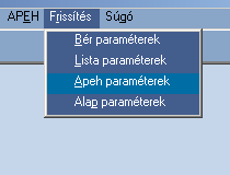 321 Infotéka Bér 13 Frissítések 13.1 Frissítés Az infotéka Bér programban több paraméter állományt használunk. Ezek frissítésének lehetőségét gyűjtöttük össze ebben a menüpontban.