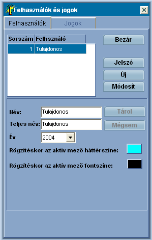 Nézet és Paraméterek 32 választhatóak ki feldolgozásra, amelyekre el lett végezve az évnyitás a Paraméterek Évnyitás menüpontnál. Nagyon fontos!