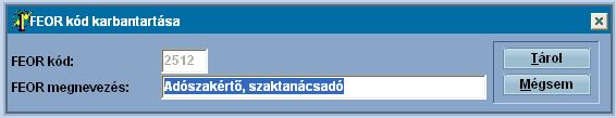 91 Infotéka Bér Keresés: A fehér mezőbe egérrel belekattintva aktívvá tehetjük a FEOR kódok közötti keresés lehetőségét, választásunk szerint az FEOR kód vagy FEOR megnevezés szerint.