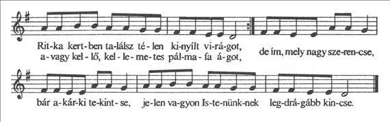 IV. A török kor zenéje Mindkét kódexben megvan az a dallam, melynek változatát a népzenéből Te túl rózsám, te túl szöveggel ismerjük, s a régi pszalmodizáló stílus átmelodizált, legújabb rétegébe