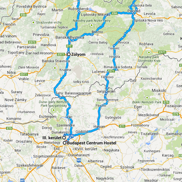 58. Forduljon jobbra, a következő útra: Košická cesta/50. út/e571/e58/r2 Haladjon tovább itt: E571/E58/R2 13,5 km 59. Forduljon balra 71. út irányába 9,6 km 60. Élesen balra, a következő útra: 71.