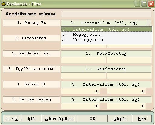 2. Kiválassztjuk a szőrés módját -