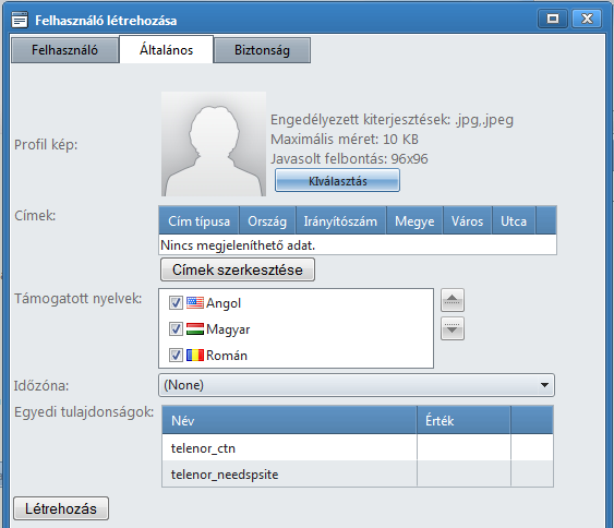 Felhasználó Felhasználó létrehozás: A felhasználó létrehozása menüpontban hozhatunk létre telefonszámmal nem rendelkező felhasználókat. Kattintsunk a Felhasználó létrehozása menüpontra.