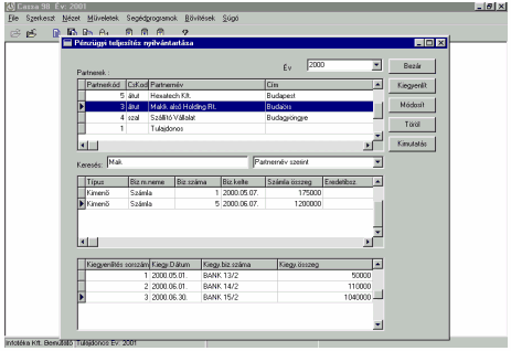 79 Cash 2000 6 Bővítések 6.1 Pénzügyi teljesítések A menüpontban a halasztott fizetésű (átutalásos) kimenő számlák vevők által történő megfizetéseit tarthatjuk nyilván.
