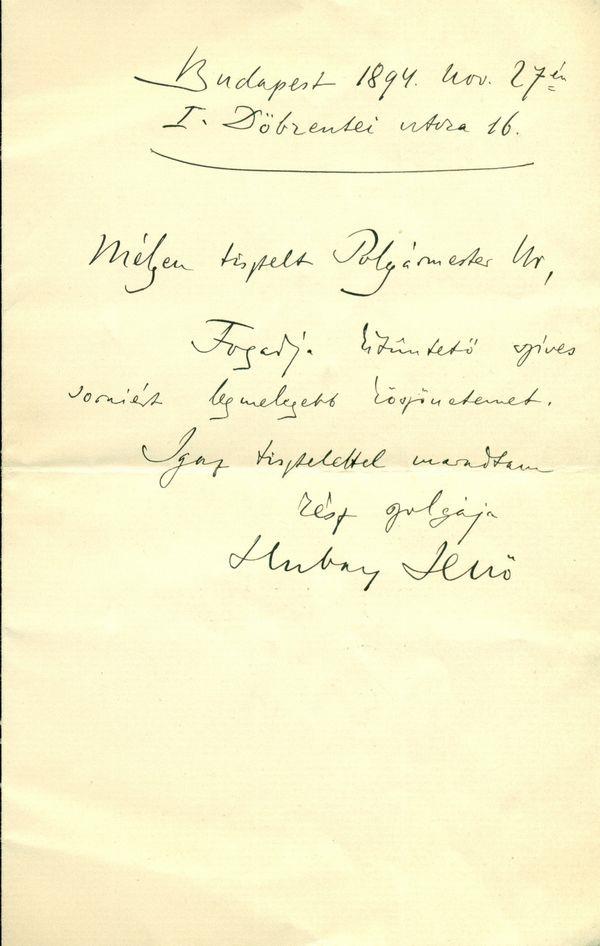 145. Horváth Attila: Részben autográf kézirat T. cz. Rózsavölgyi és Társa uraknak Budapest és Lipcse megszólítással Budapest, 1908.09.04. 1 beírt oldal. Vöröses tinta.