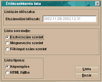 Műveletek 70 Számviteli törvény szerint Ebbe a körbe egérrel kattintva a számviteli törvény szerinti értékcsökkenést számolhatjuk el Adótörvény szerint Ebbe a körbe egérrel kattintva az adótörvény