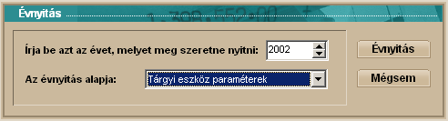 5 Tárgyi Eszköz Amennyiben az ablakban felajánlott év megegyezik az Ön által könyvelni kívánt évvel, abban az esetben, fogadjuk el a felajánlott értéket.