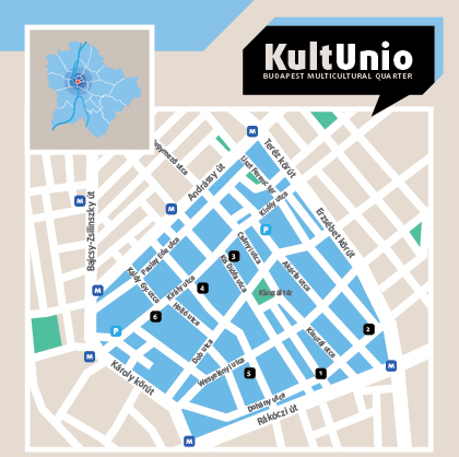 KultUnio Foundation - Budapest Multikulturális Negyede Budapest belvárosában, ca 1 km2- en, az Opera, Bazilika, Zsinagóga és Zeneakadémia között: