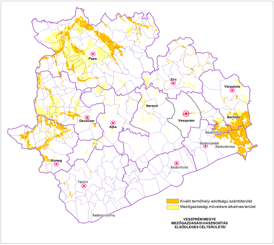 A kedvező termőhelyi adottságú területen kiemelt jelentőségű az üzemi gazdálkodásra kevéssé alkalmas birtokméretek esetén a kiegészítő, háztáji gazdálkodás feltételeinek javítása, a felvásárló,