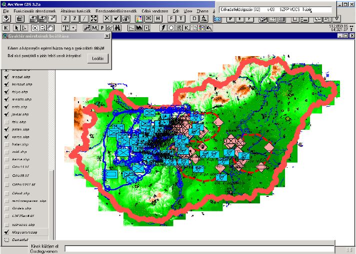 MH Térképészeti Szolgálat Kht. által biztosított térinformatikai adatbázisok: DTED Level2 domborzati modell; JOG (Air&Ground), GEOTIFF-ek; Vektoros adatbázis; Topográfiai GEOTIFF-ek.