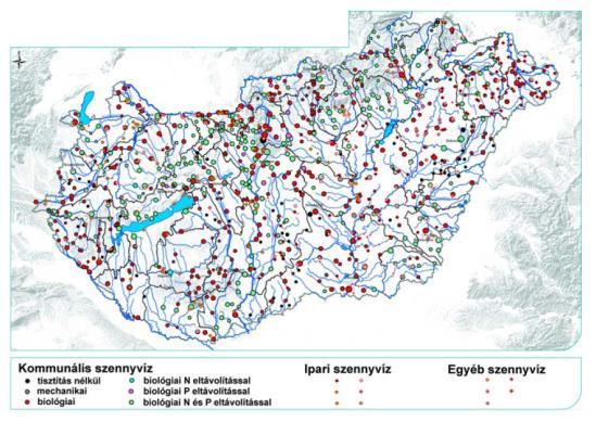 Felszíni vizeket érő terhelések: pontszerű kibocsátások Felszíni vizeket érő terhelések: pontszerű kibocsátások A felszíni vizek pontszerű szennyvíz terhelése, 2007 (forrás: VITUKI, KvVM VAL/VÉL