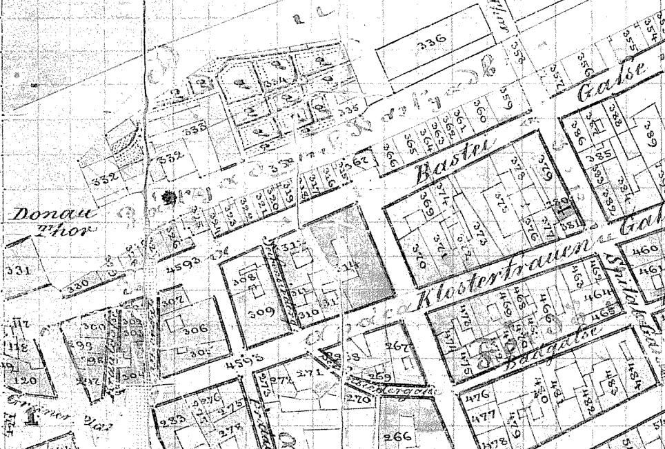 Az 1892-es állapot helyszínrajza a városi mérnöki hivatal felvétele.
