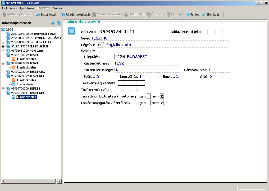 4. Adatok felvitele kézi rögzítéssel A NYENYI2009 programban az adatok felvitele egyszerő, a beviteli mezık a papír alapú NYENYI lapok megjelenéséhez hasonlóak.