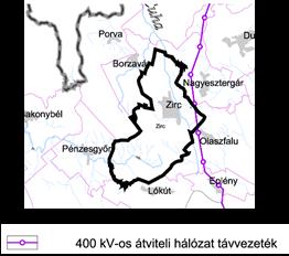 9. térkép - Zirc villamosenergia ellátásának alapellátó rendszere Forrás: Veszprém Megyei Területrendezési terv, 2010 Gázellátás Zirc földgázzal való ellátása az elmúlt évszázad második felében