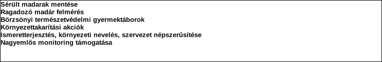 Szervezet neve: Börzsöny Természet és Környezetvédelmi Közhasznú Alapítvány Támogatási program elnevezése: Támogató megnevezése: központi költségvetés Támogatás forrása: önkormányzati költségvetés