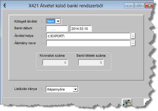 A program képes a kötegelt átvételre is. A banki dátummal adható meg, mely kivonato(ka)t szeretnénk átvenni.