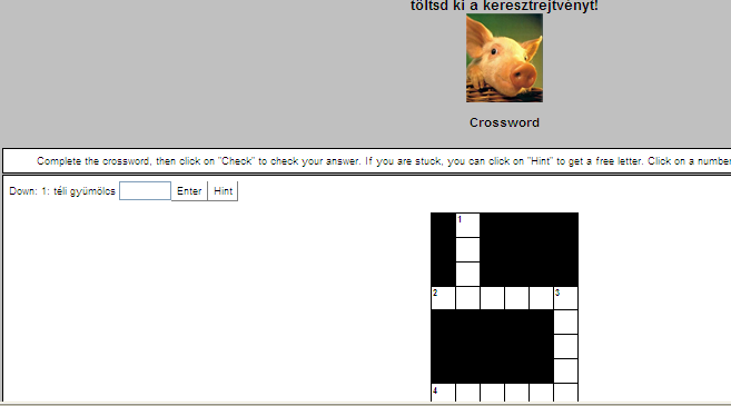 A keresztrejtvény-szerkesztő munkaablaka A keresztrejtvény html-képe A Hot Potatoes tesztfeladatok jól használhatók önállóan is, egy-egy tanórán, ismétlésre, ismeretek rögzítésére, ellenőrzésére,