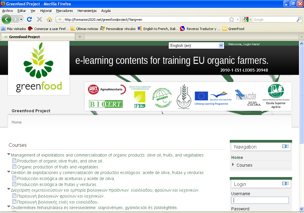 4. A GreenFood projekt felülete Az e-learninges oktatás elméleti és gyakorlati jellemzőinek áttekintése után vessünk pillantást a kurzus kialakításához használandó felületre.