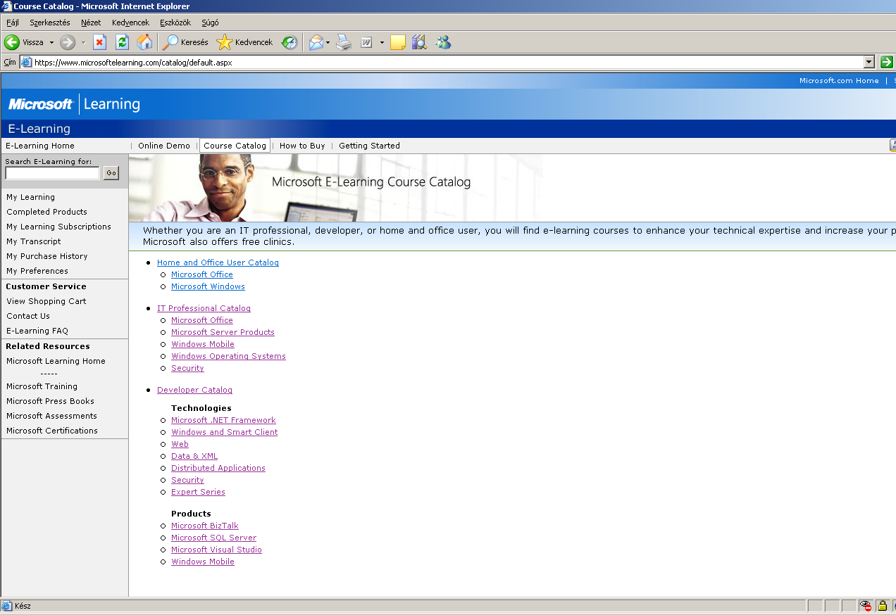 6. ábra - Minden képzés elején alapos áttekintés és leírást kaphatunk a tanfolyam illetve az adott modul tartalmáról 7. ábra E-learning tanfolyami katalógus termékenként. Már a témakínálat is bőséges.