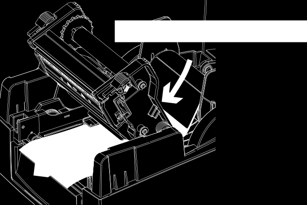 2 Nyomtató beállítása Helyezze be a címketekercs tartót a nyomtatóba 1. Oldja ki a nyomtató mechanizmust és emelje fel.