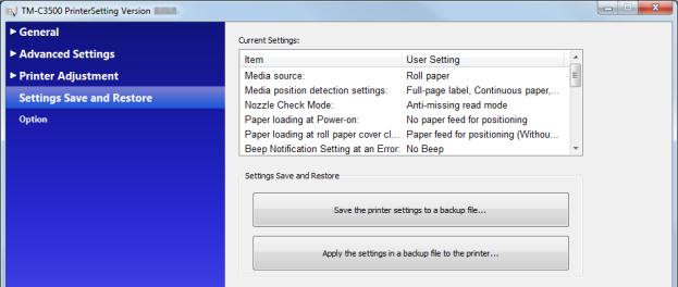 5. fejezet: Karbantartás 5 Erősítse meg a [Current Settings] (Jelenlegi beállítások)-at és kattintson a [Save the printer settings to a backup file] (Nyomtató beállításainak mentése a backup