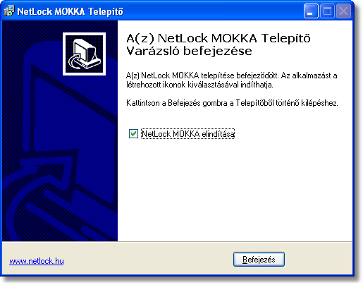 12 A telepítés befejezése után, lehetőségünk van a MOKKA programot a telepítő által azonnal elindítani.