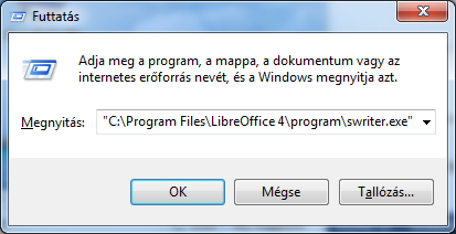 42 KEZDŐ LÉPÉSEK tum). A Windows XP operációs rendszerben a Start/Legutóbbi dokumentumok menüt használjuk. A Start menü Futtatás.