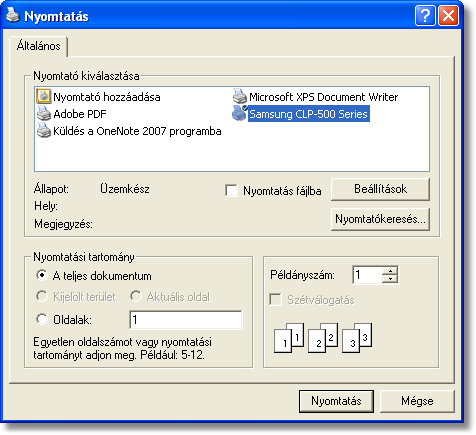 A WinPCTari program 36 A nyomtatás ablak a használt Windows operációs rendszertől függően különböző lehet. 1.2.11.4 Listák exportálása Ha a listákat mátrix (pl.