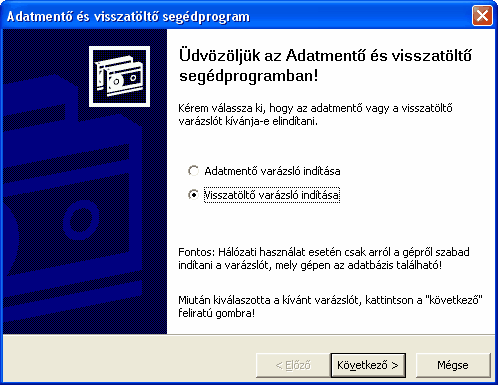 Karbantartás 139 időszak változásait kell újra rögzítenünk. 1. Kattintsunk a Karbantartás menü Visszatöltés almenüjére. Válasszuk ki a Visszatöltő varázslót, majd nyomjuk meg a Következő gombot.