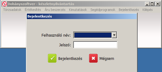 Indítás után a következő képernyő fogad: Amennyiben több felhasználót, vagy jelszót állítottunk be, akkor a programba előbb be kell jelentkezni felhasználó névvel, és