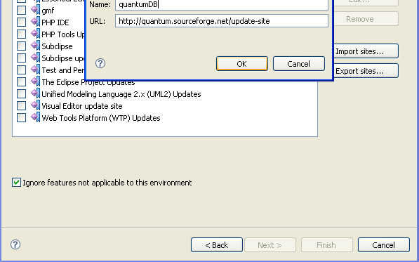 Példa Eclipse modul telepítése Quantum DB