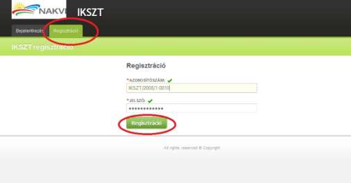 A postai úton megküldött azonosítószám és jelszó alapján a Regisztráció gombra való kattintást követően az IKSZT címbirtokos szervezet adatainak szerkesztése válik elérhetővé.