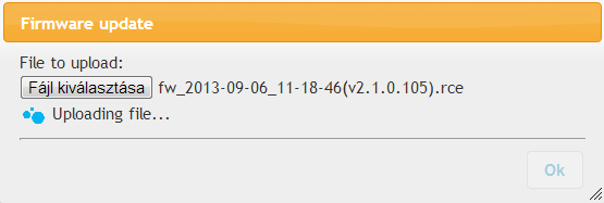 Upgrade firmware A kameraszoftver frissítését szintén a Device menüpont alatt tudjuk elvégezni. Kattintsunk az Upload firmware gombra, majd válasszuk ki a feltölteni kívánt.rce fájlt.