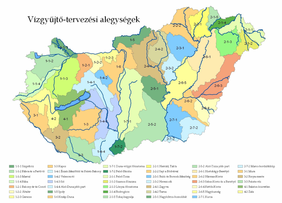 A 3.1.2.-1. ábra szemlélteti a VKI szerinti vízgyűjtő tervezési alegységeket A vízgyűjtő kis relatív relieffel (2m/km2) jellemezhető.