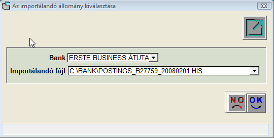 1.2. Bank import Erste bank beemelési lehetőség Bank import modulban az Erste Bank oldaláról letöltött his kiterjesztésű bankkivonat állományok beemelhetőek.