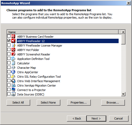 A Citrix XenApp beállítása A Citrix XenApp alkalmazáshoz használja az Installed application (Telepített alkalmazás), Accessed from a server (Elérhető kiszolgálóról) elemet.