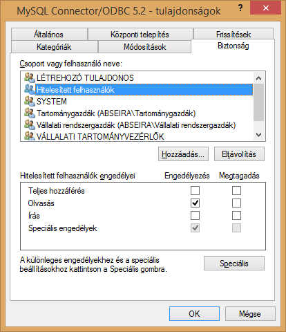 Beállítások 3.7.5.1 ODBC telepítése számítógépenként A hálózatban lévő összes számítógépre fel kell telepíteni egy 32 bites MySQL Connector/ODBC -t (korábbi nevén MyODBC Driver).