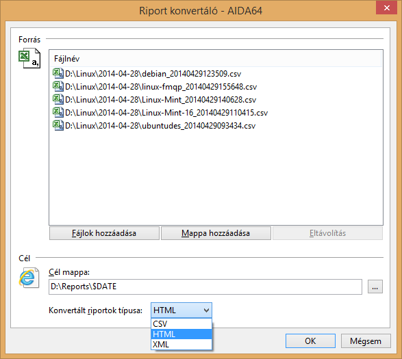 Riport RIPORTKONVERTÁLÓ A szoftver CSV- vagy XML-formátumú riportok esetében lehetőséget ad azok HTML-, XML- vagy CSV-kiterjesztésű fájllá konvertálására.