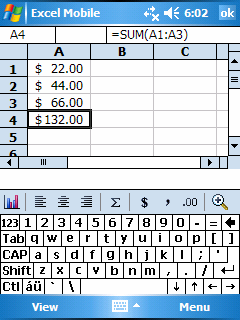 Az Excel Mobile programot sok tekintetben az asztali számítógépen ismert Microsoft Excelhez hasonlóan használhatjuk.