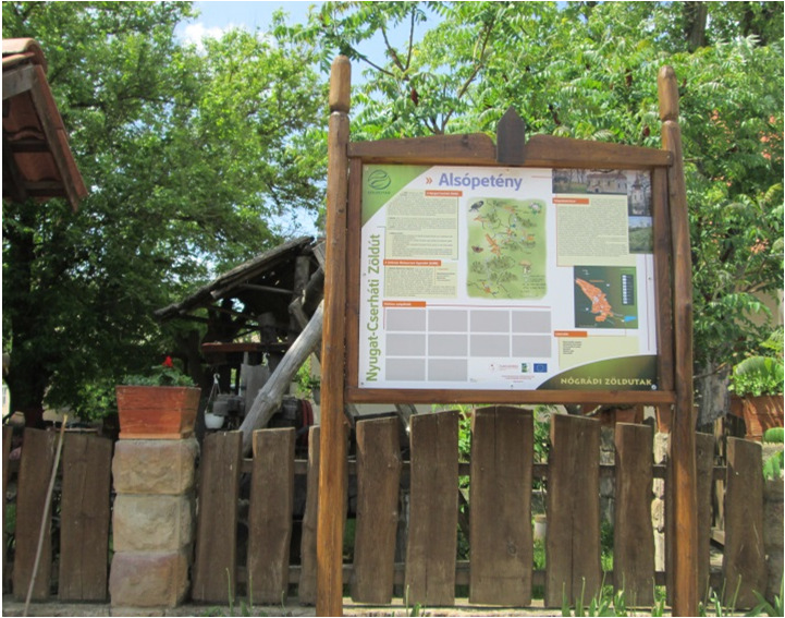 Zöldutaka tájban, közösségi tudásmegosztás Nógrádban Nógrádi Zöldutak hálózat (táblák, útvonal kijelölés, jelzésfestés + helyi védjegy