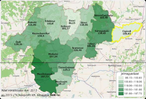 5. ábra: Vándorlási egyenleg alakulása Cigándon 2002-2012 között Forrás: TEIR A városi népességszám alakulásában fontos szerepet játszik a helyi közösség korösszetétele.